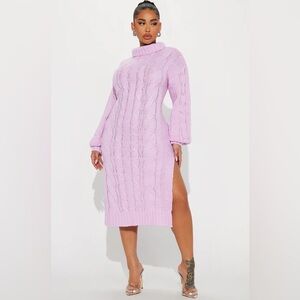 Shyla Sweater Midi plus size Dress - Lilac- 1x